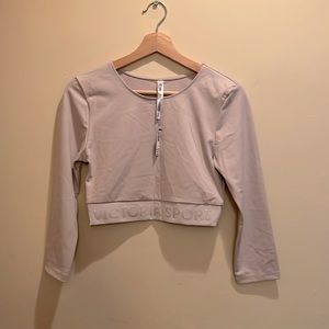 Victoria secret cropped long sleeve top, size small, color beige